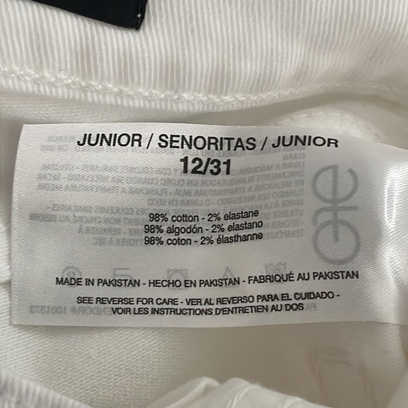 Ella Moss White High Rise Slim Straight Ankle Jean-Size 12 - Picture 11 of 15